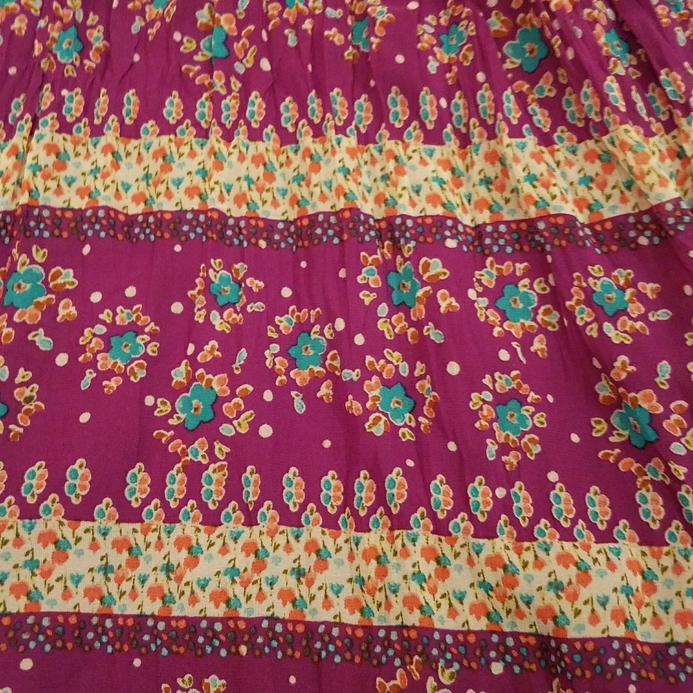 🌺 Mossimo Pretty Fuchsia Floral Sundress XS Summer Boho Tiered Dress 🌺 - Picture 2 of 3